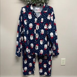 Old Navy Match The Fam Flannel Pajama Set Navy Santa Cocoa Holiday Christmas L